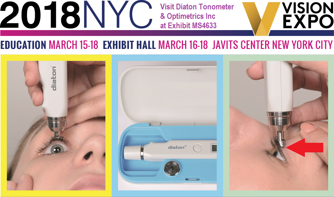 Unique Scleral and Transpalpebral Diaton Tonometer Featured at Vision Expo East VEE2018 in New York City