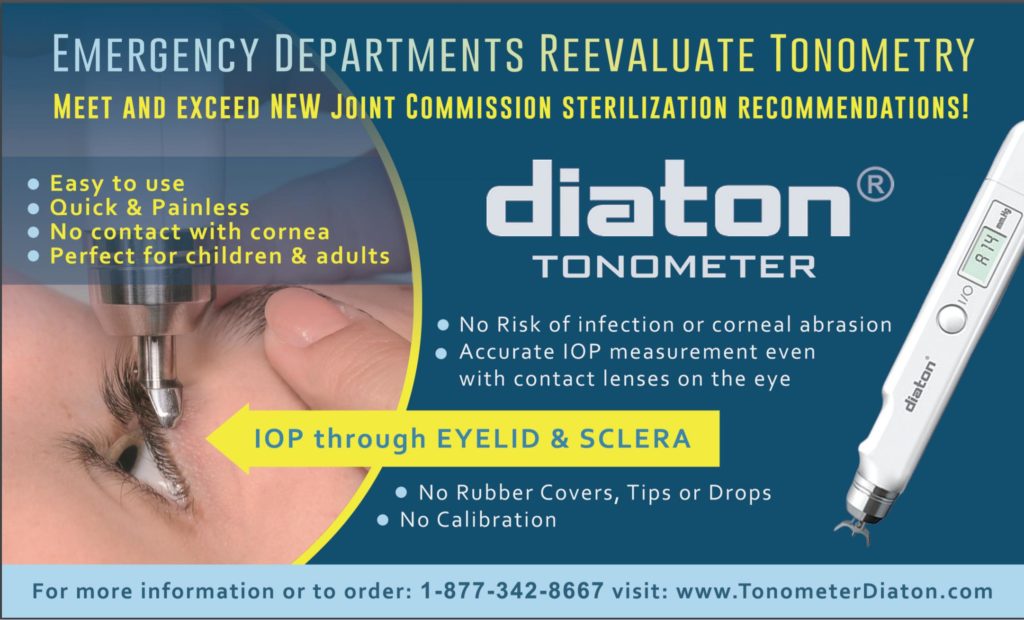 TONOMETER DIATON HAS BEEN ADDED TO ESSENTIAL HEALTHCARE SUPPLIES LIST BY HOSPITALS FOR ER AND ED SETTINGS