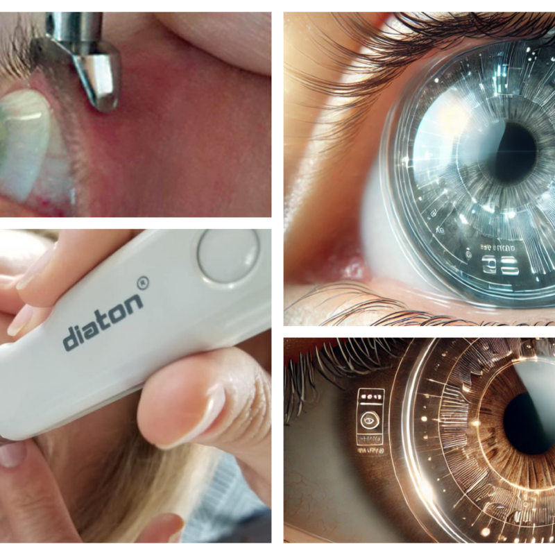 Smart contact lenses and Diaton tonometer is used to measure intraocular pressure with lenses on the eye