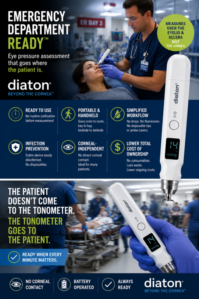 Diaton Tonometer for emergency department glaucoma eye pressure screening hospital tonometer